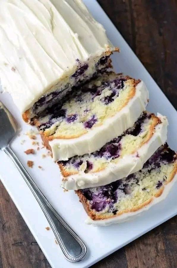 Best Homemade Blueberry Lime Pound Cake with Cream Cheese Frosting! 