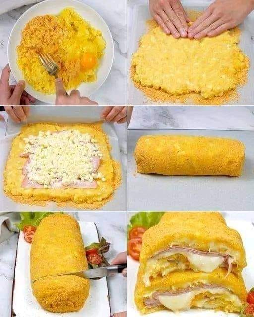 POTATO ROLL WITH CHEESE AND HAM 